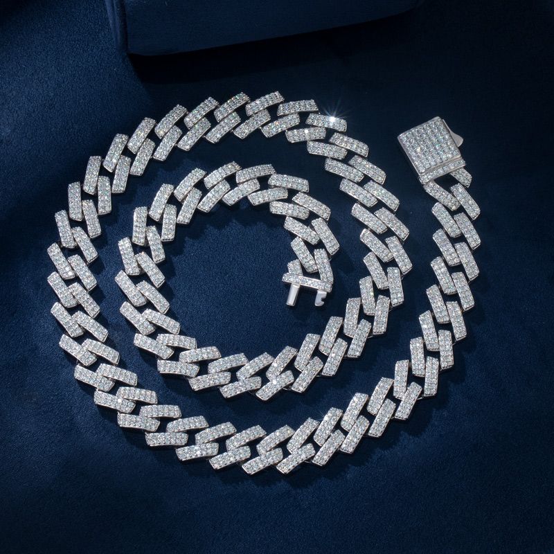 8/10mm VVS1 Moissanite Prong Cuban Chain in S925 Silver