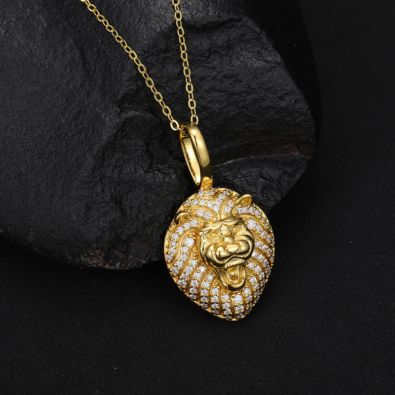 S925 Moissanite Lion Head Pendant Necklace
