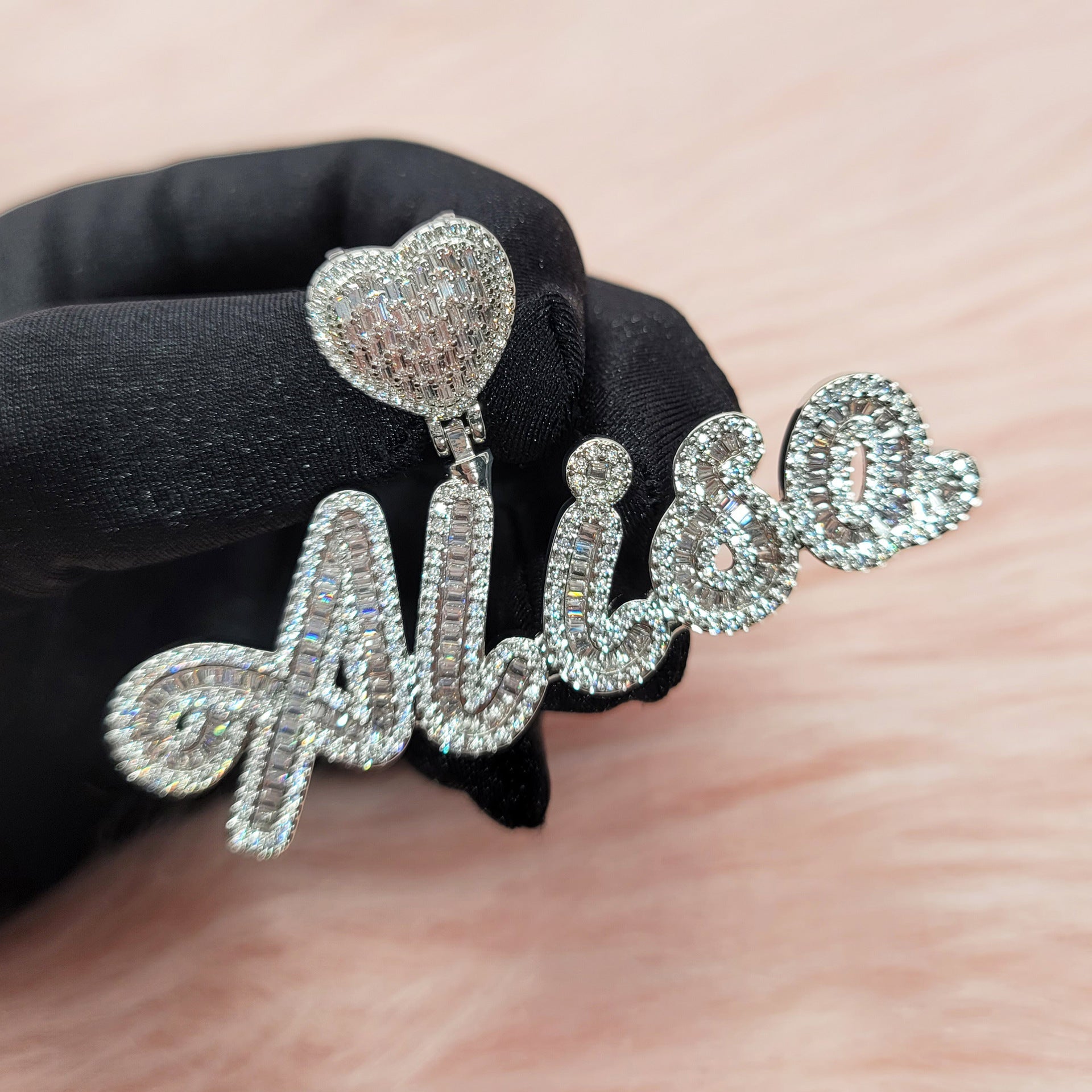 Moissanite Alphabet Custom Stitching Combination Pendant