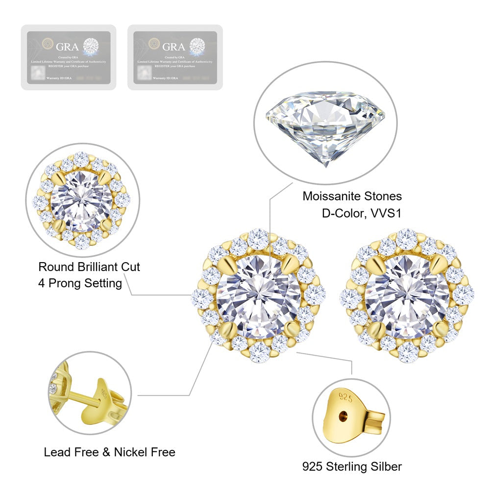 0.5 Carats *2 VVS1 Round Flower Moissanite Earrings
