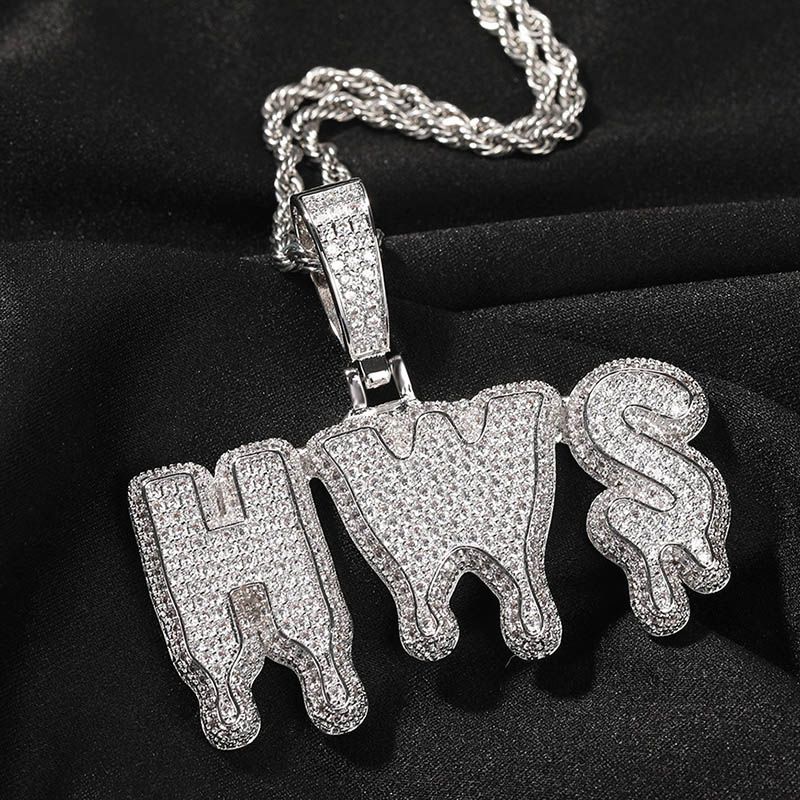 Custom Iced Drip Letters Name Moissanite Pendant