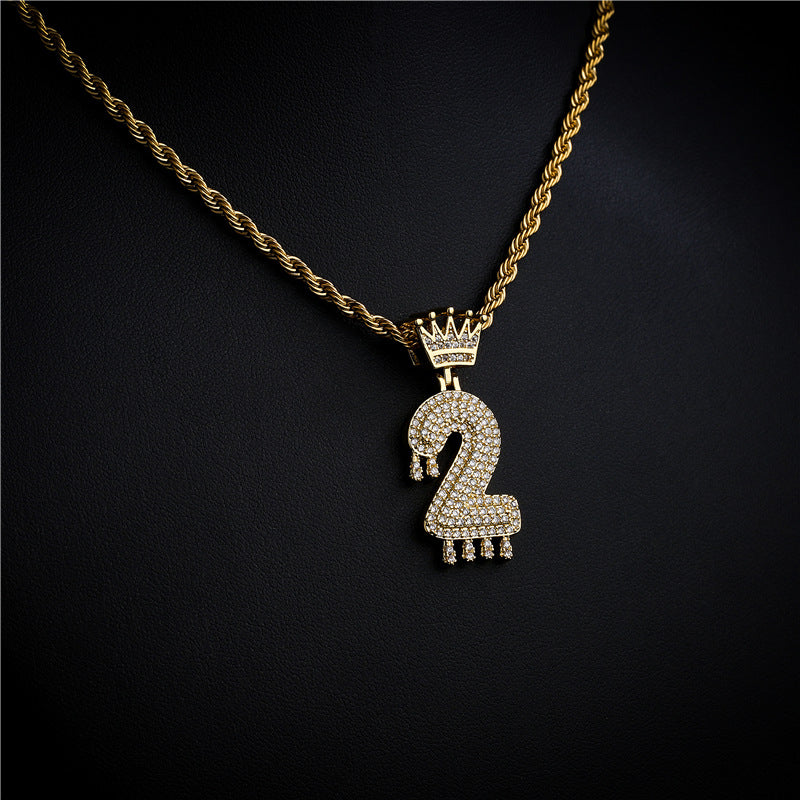 Moissanite Ice Out Crown Arabic Numerals Custom Pendant