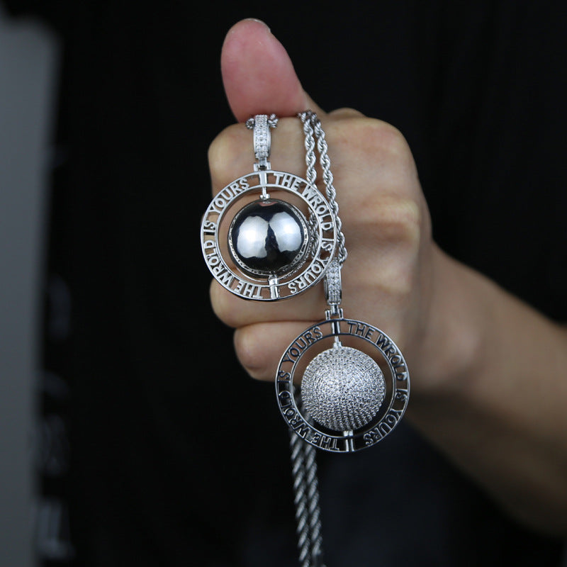 Hip Hop | "Globe Rotatable" Iced Pendant