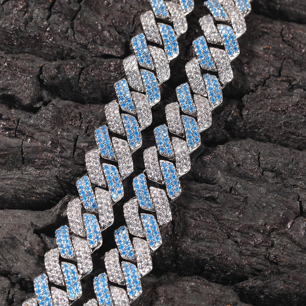 13mm Two-Tone Gemstone Cuban Chain