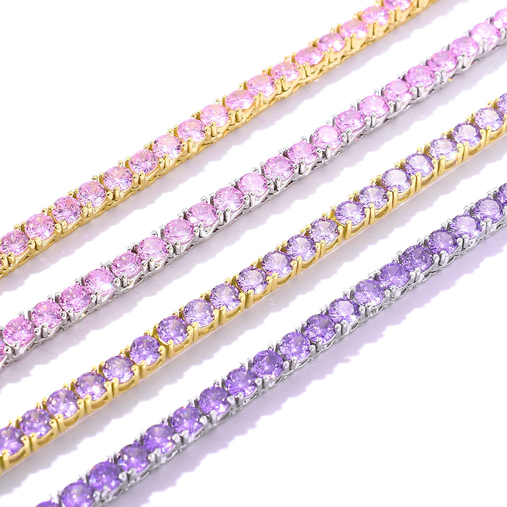 S925 4mm Moissanite Purple Tennis Chain