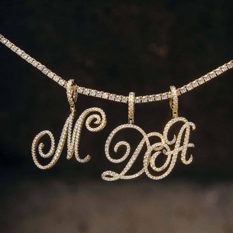 Cursive Style A to Z Initial Letters Pendant in Gold