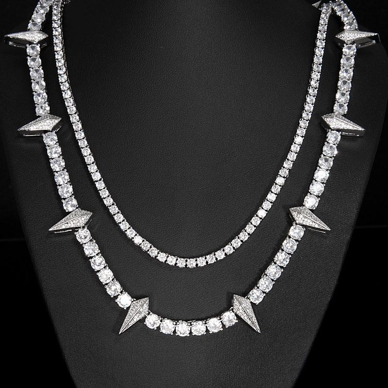 5mm Moissanite Fight Tooth and Claw Tennis Chain+3mm Moissanite Tennis Chain Set