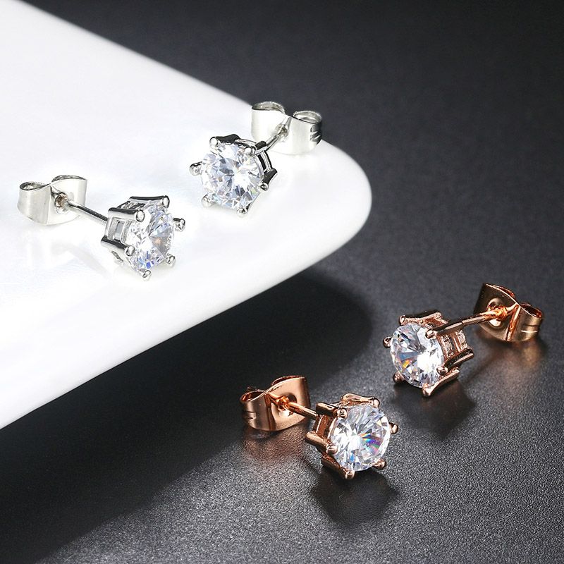 6-Prong Round Cut Stud Moissanite Earrings