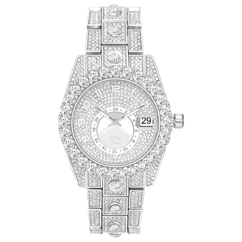 Iced Arabic Numerals Dress Watch - 41mm White Gold