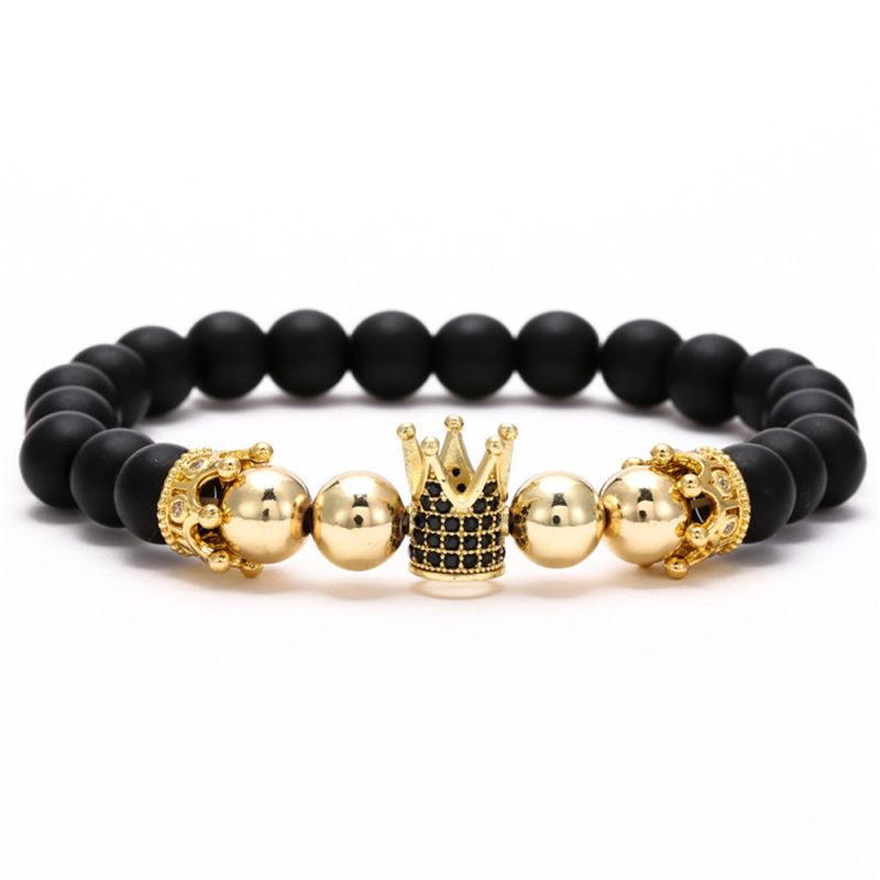 Black Frosted & Copper Beads Iced Crown Bracelet