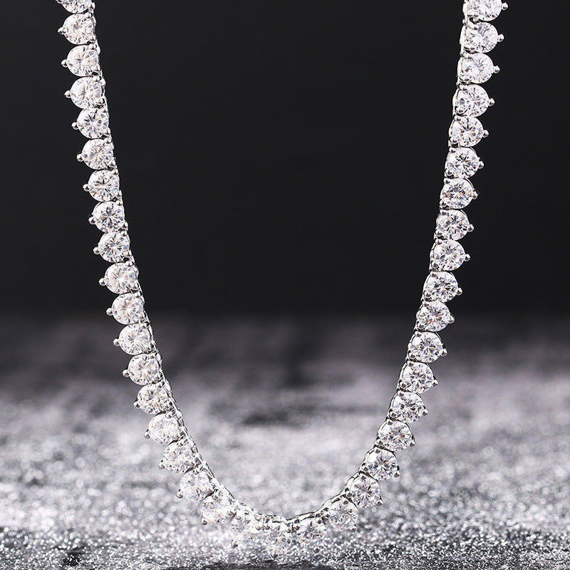 4mm S925 Three Prong Moissanite Tennis Chain