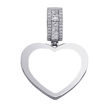 Custom Locket Heart Photo Moissanite Pendant in White Gold