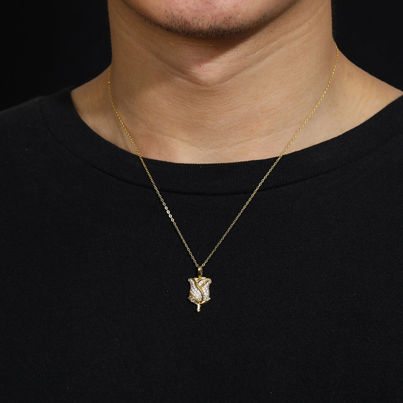 S925 Moissanite Rose Pendant Necklace