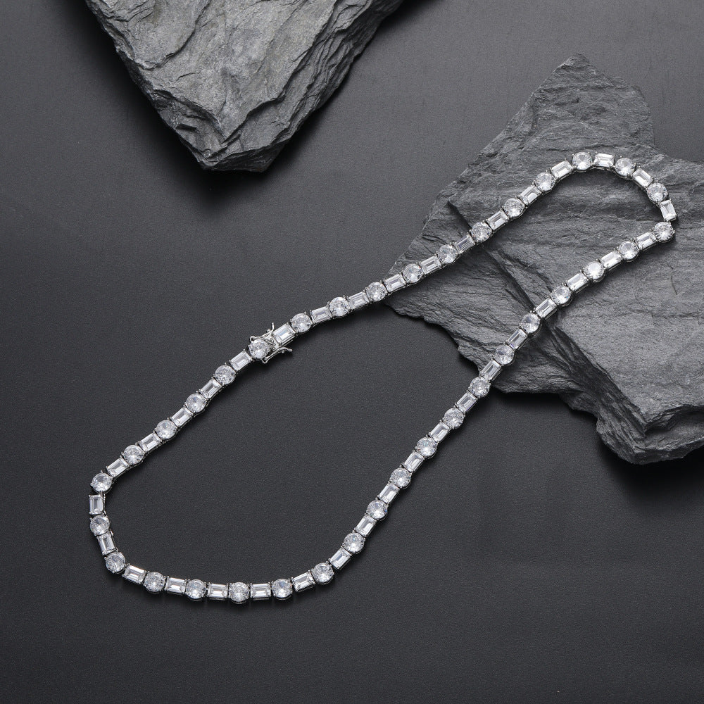 6mm Moissanite Square and Round Mixed Inlaid Tennis Chain