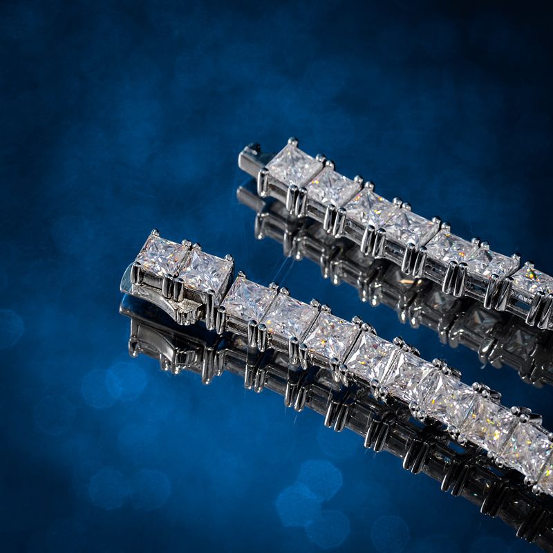 4mm Moissanite Princess Cut Tennis Chain