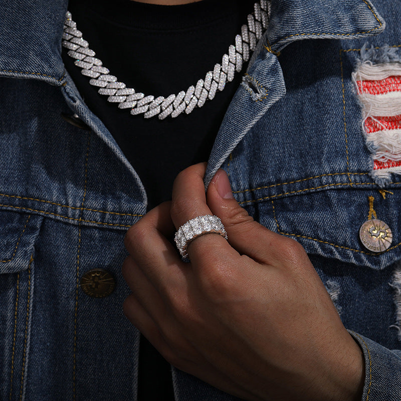 10mm 925S Two Row Eternity Band Ring