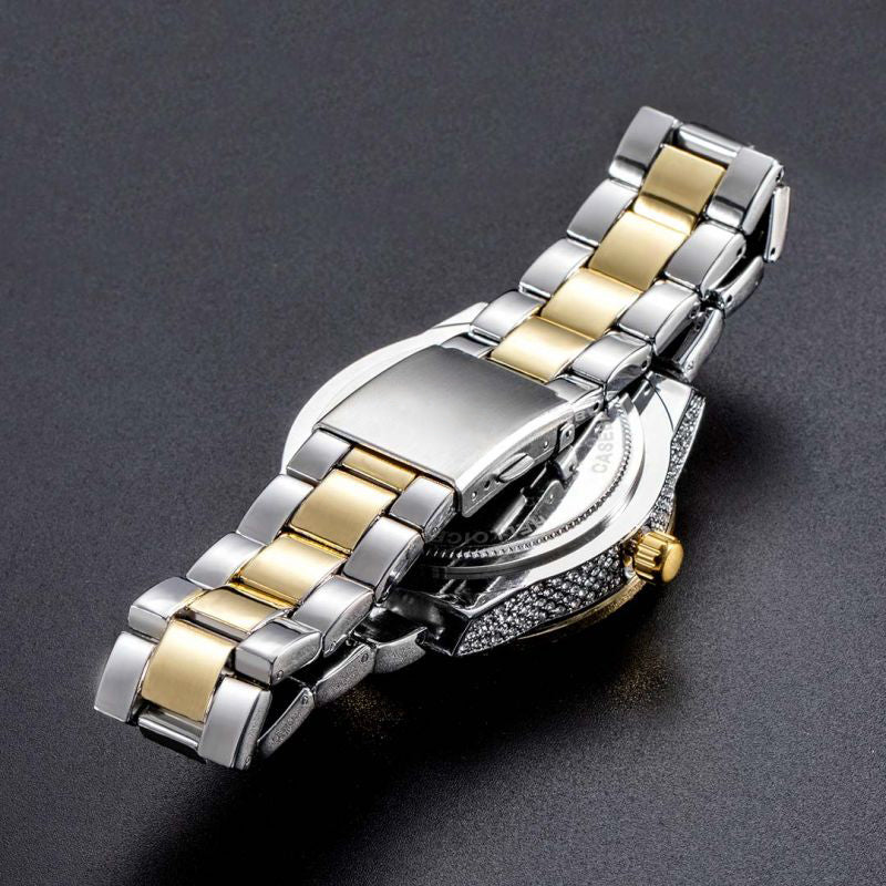 Iced Two Tone Baguette Cut Roman Numerals Men's Watch