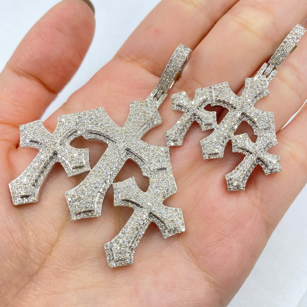 Cross Moissanite Diamond Pendant Set