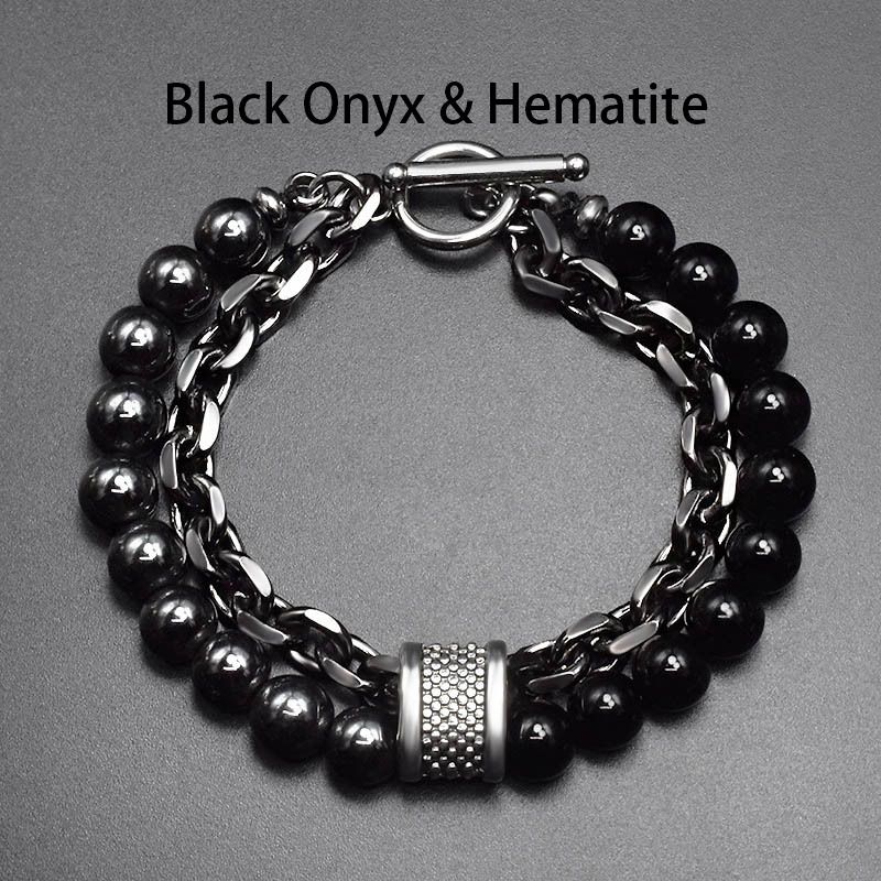 Natural Healing Stone Bead Chain Layer Bracelet