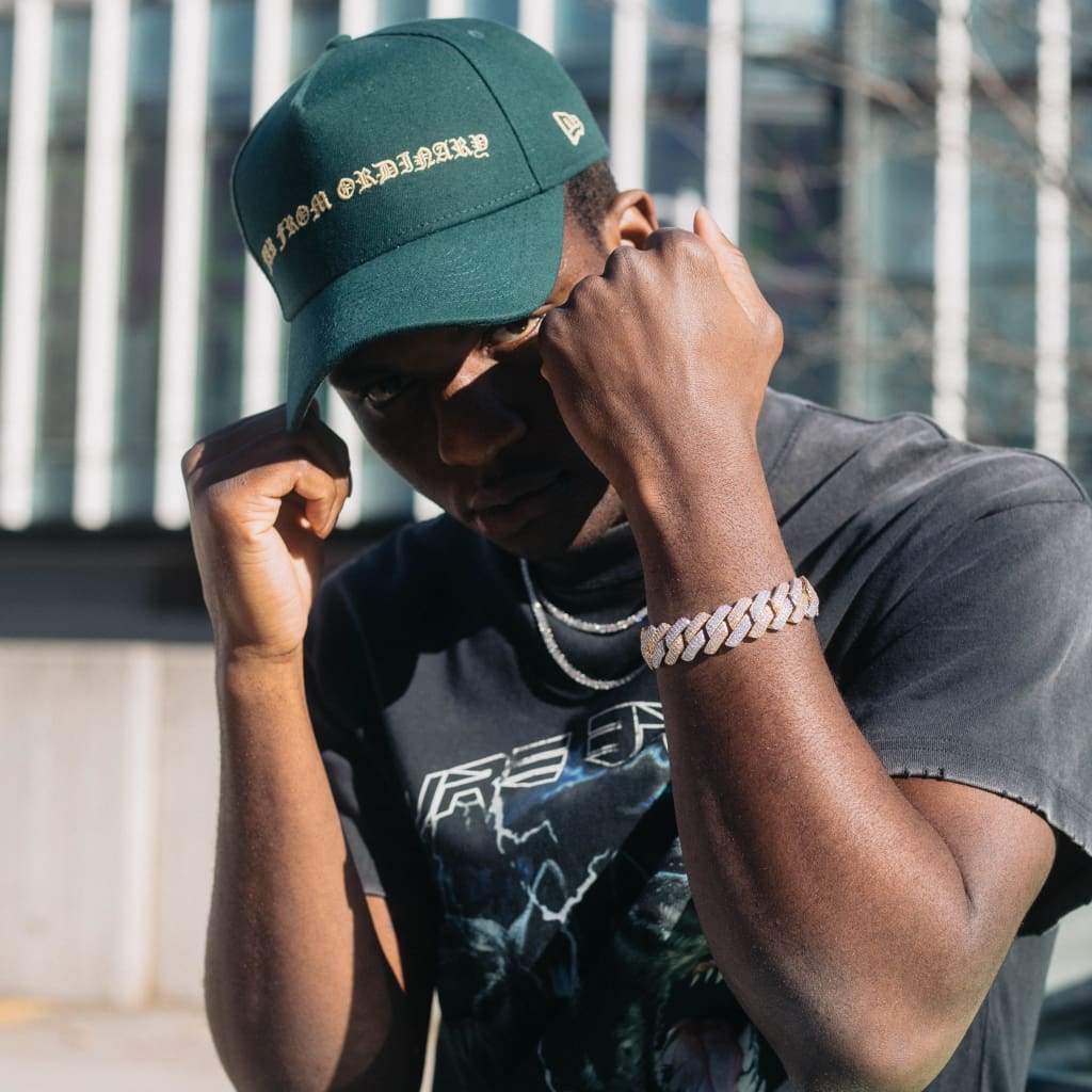 19mm Moissanite Prong Cuban Bracelet 2 Tone Gold & White