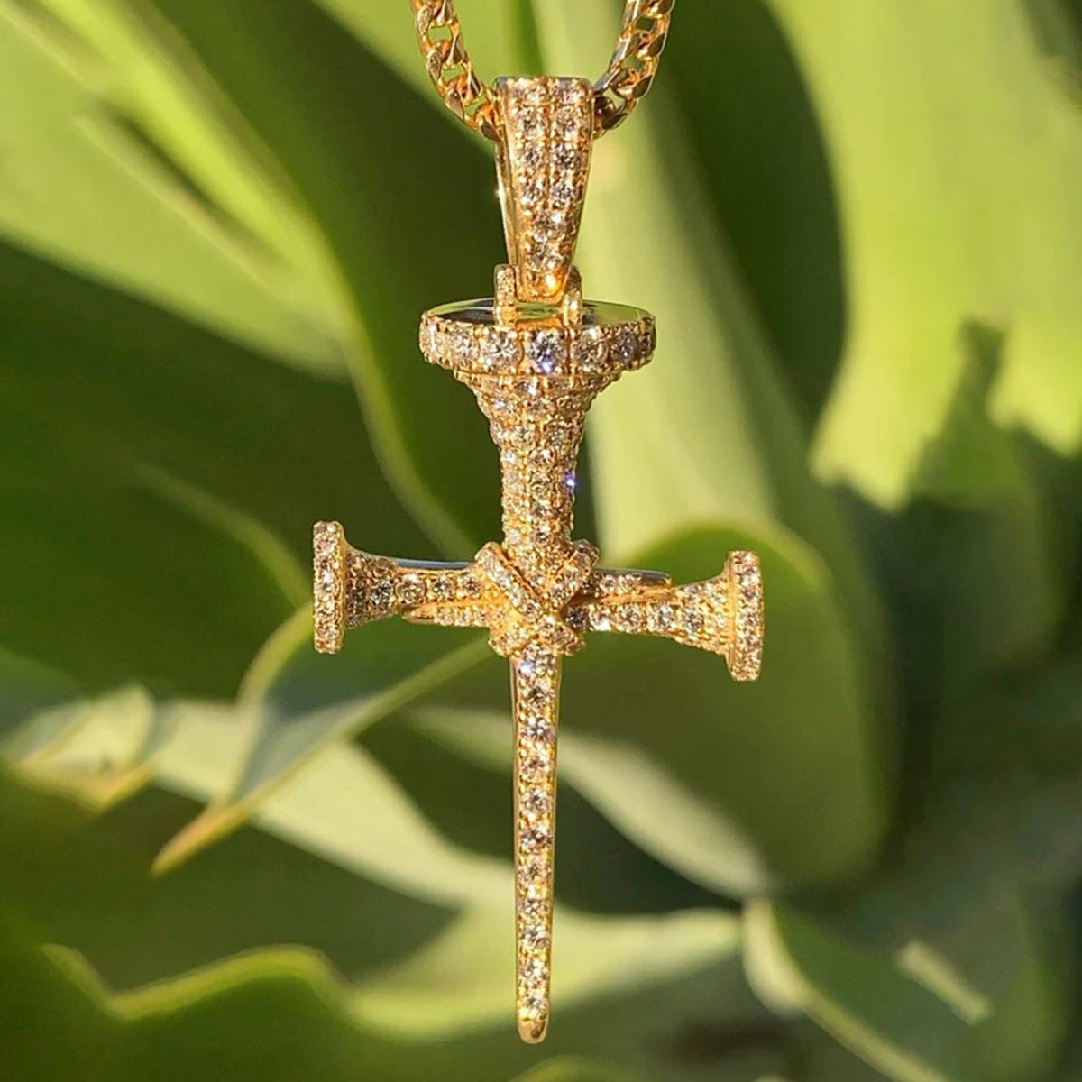 S925 Silver Moissanite Nail Cross Necklace