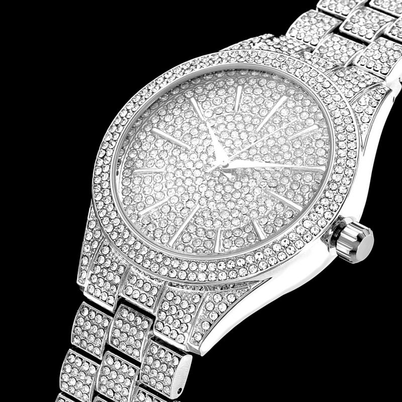 Iced Round Bezel Hip Hop Watch - 43mm White Gold