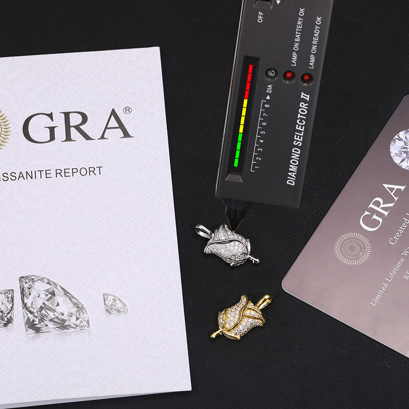 S925 Moissanite Rose Pendant Necklace