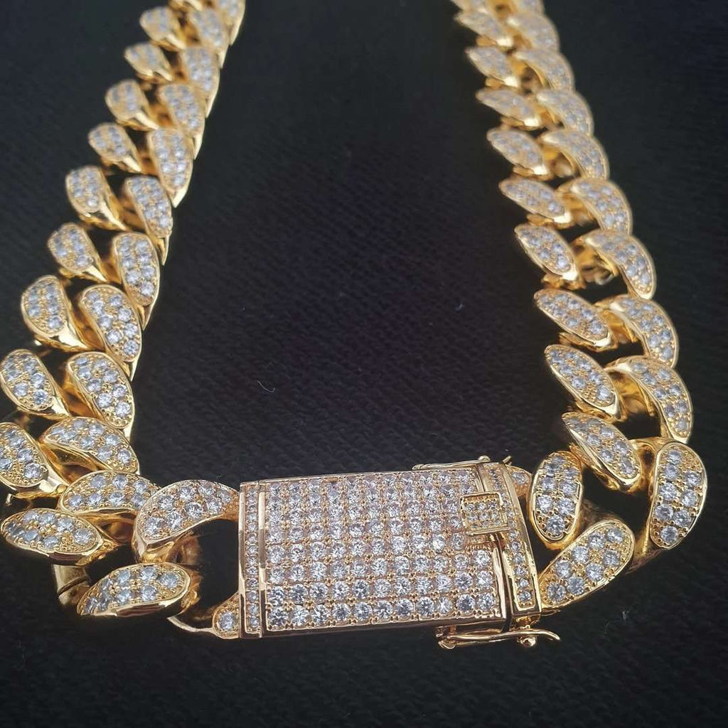 13mm/20mm Cuban Chain & Bracelet Set - 5x 18K Gold Plated