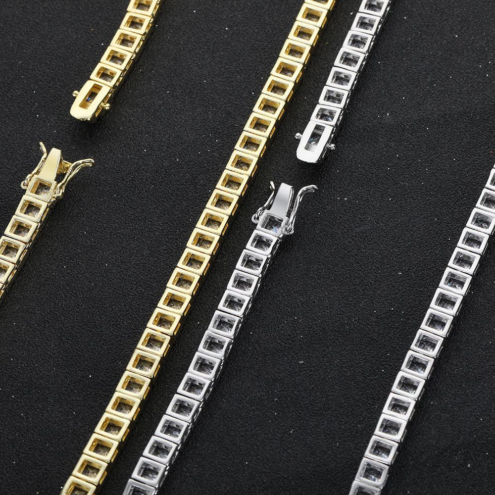 4mm Moissanite Princess Cut Tennis Chain
