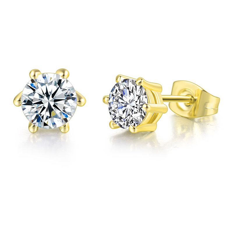 6-Prong Round Cut Stud Moissanite Earrings