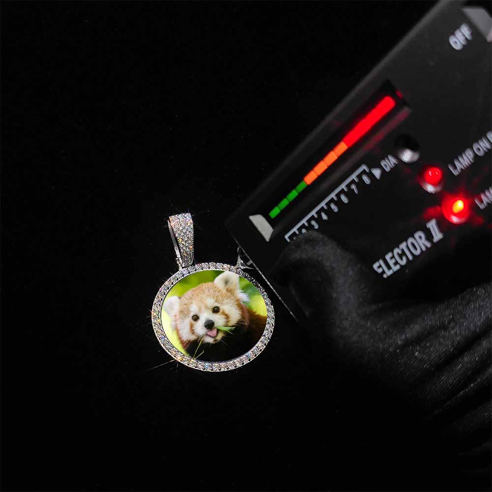 S925 Silver VVS D Moissanite Round Photo Pendant