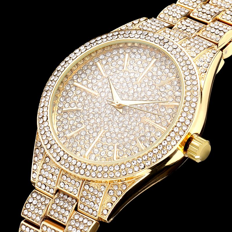 Iced Round Bezel Hip Hop Watch - 43mm Gold