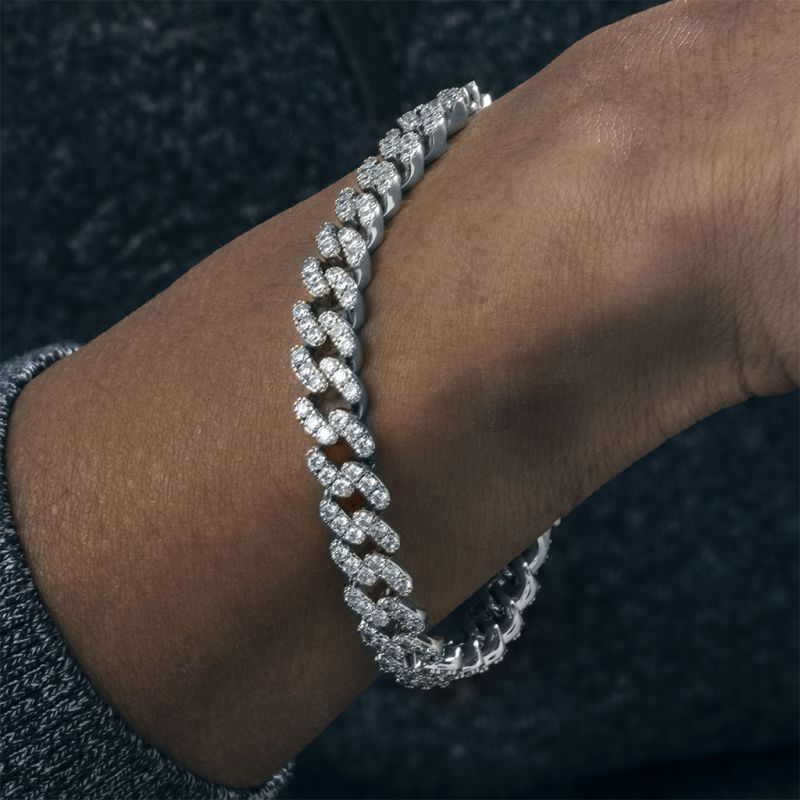 8mm Moissanite Cuban Link Bracelet in White Gold