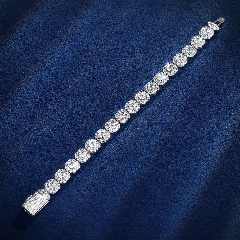 S925 Moissanite 10mm Clustered Tennis Bracelet