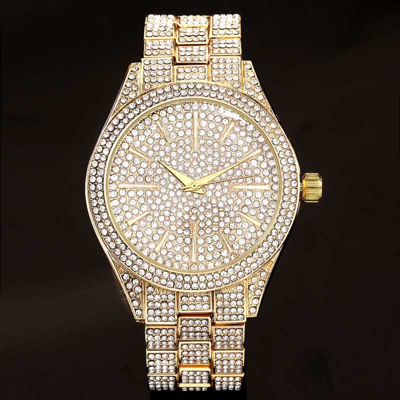Iced Round Bezel Hip Hop Watch - 43mm Gold