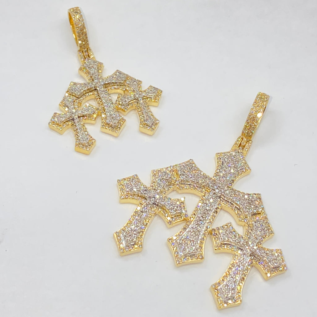 Cross Moissanite Diamond Pendant Set