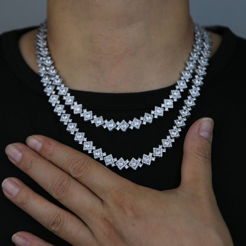 10mm Moissanite Cloister Link Chain in White Gold