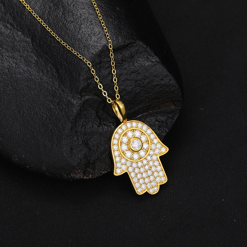S925 Moissanite Hand of Fatima Pendant