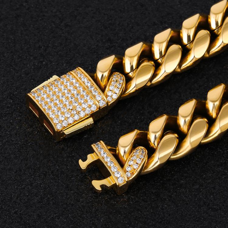 12mm Moissanite Diamond Clasp Miami Cuban Link Chain