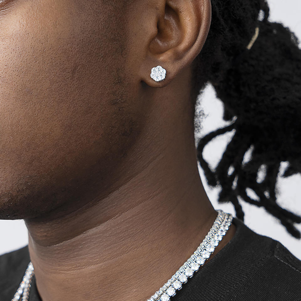 S925 & VVS Moissanite Cluster Hexagon Full Paved Earrings