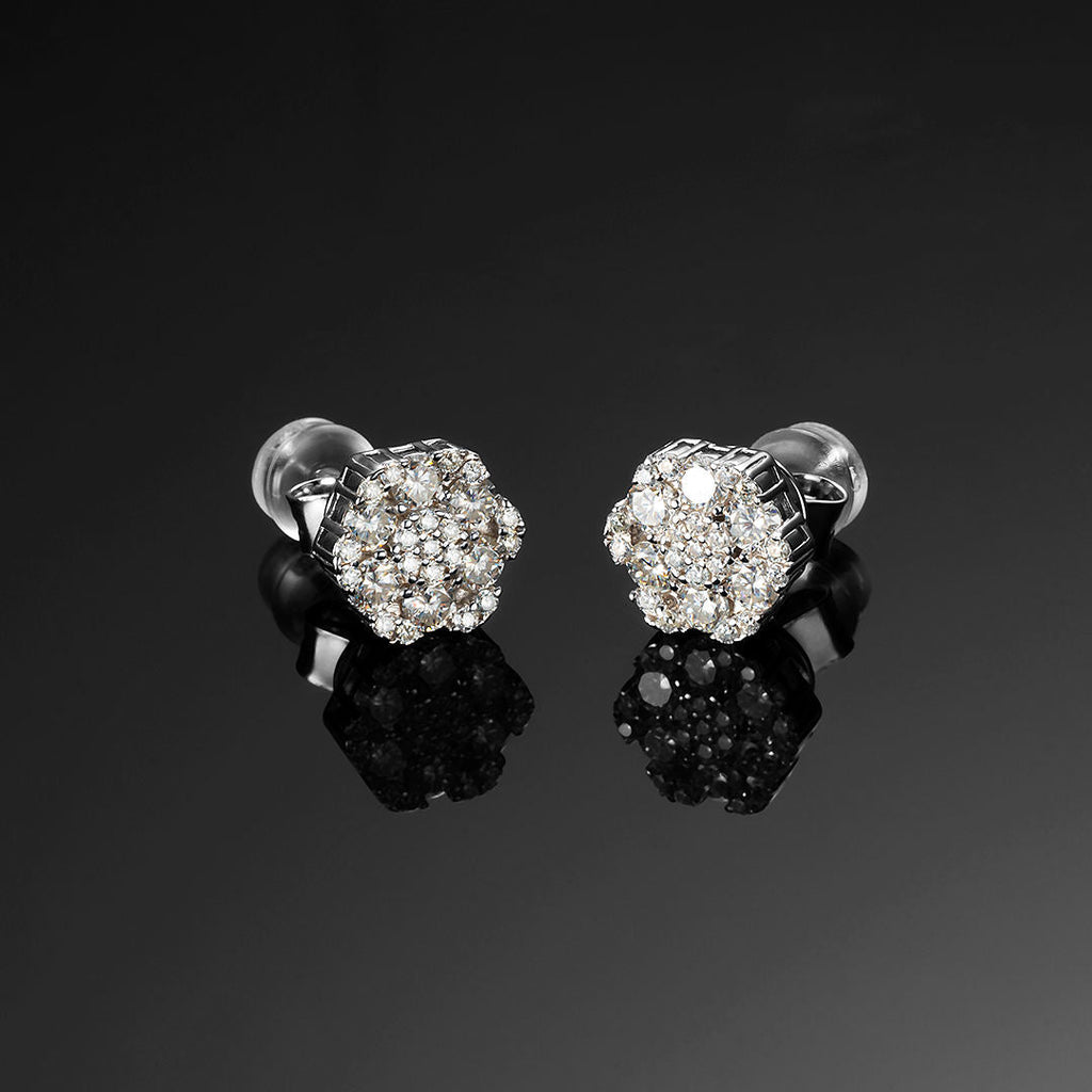 S925 & VVS Moissanite Cluster Hexagon Full Paved Earrings