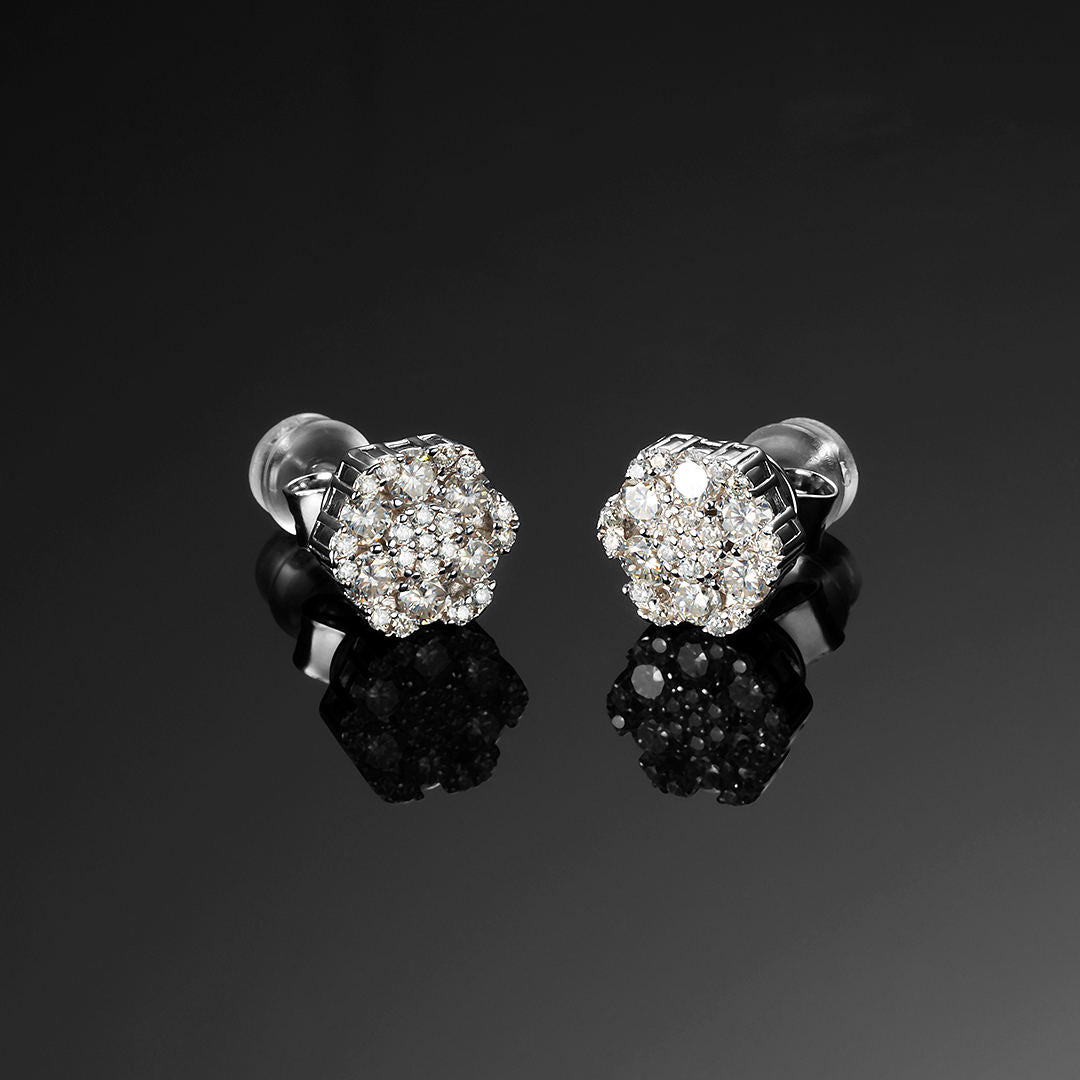 S925 & VVS Moissanite Cluster Hexagon Full Paved Earrings