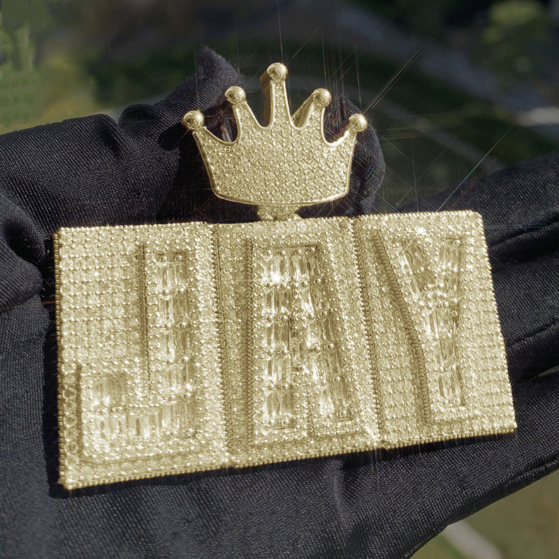 Moissanite Hip-Hop Crown Buckle Rectangular Letter Custom Pendant