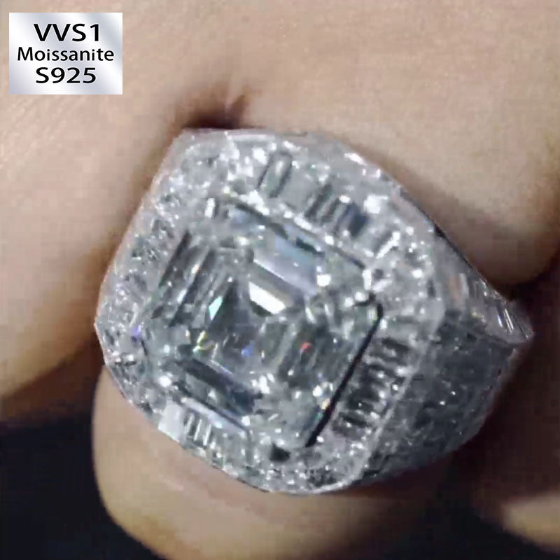 Asche Cut Premium Sparkling Moissanite Ring