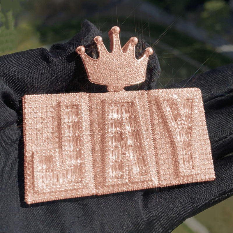 Moissanite Hip-Hop Crown Buckle Rectangular Letter Custom Pendant