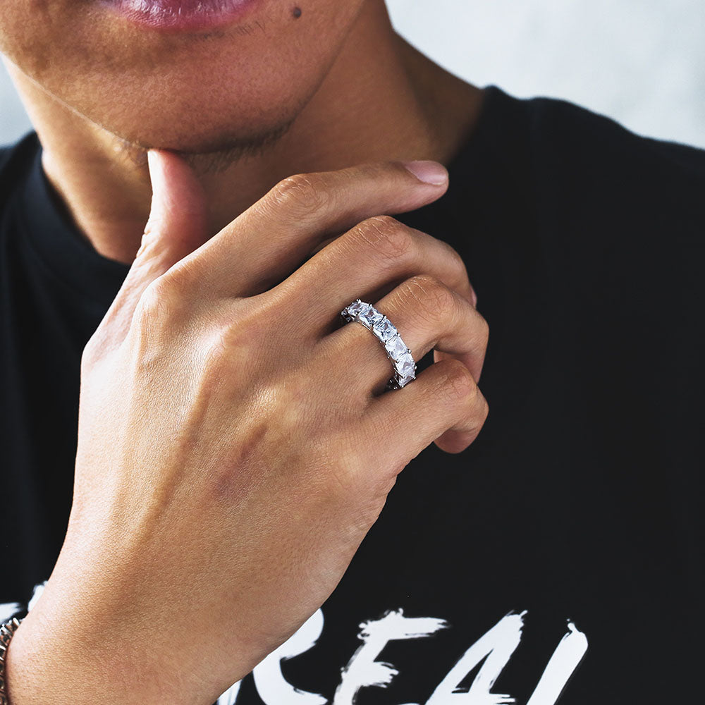 Street Style | Eternity Band Ring for Men White Gold& Yellow Gold