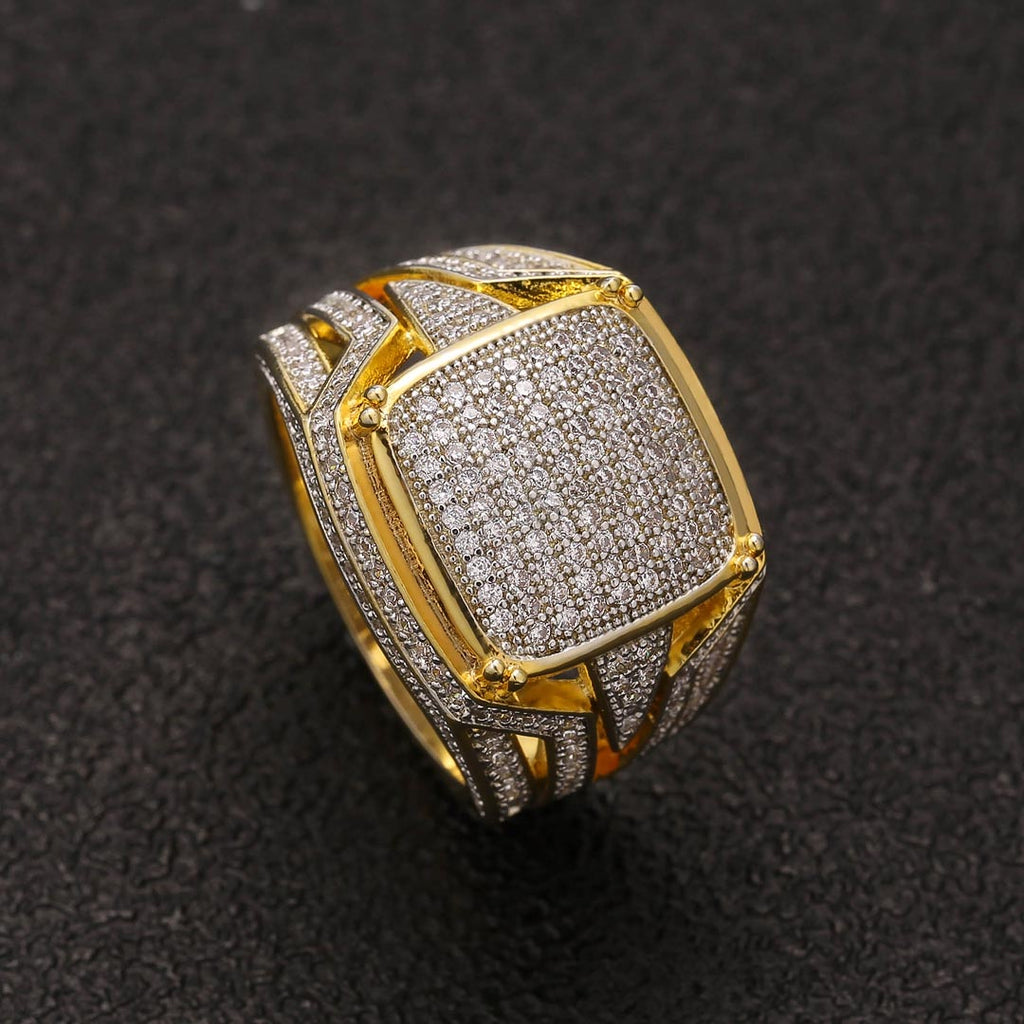 Moissanite Platform Mens Ring in 14K Gold
