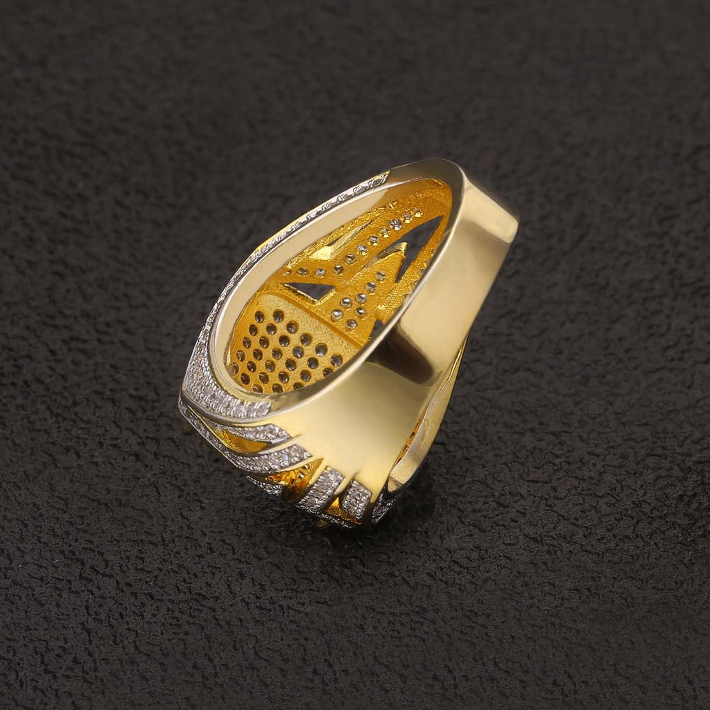 Moissanite Platform Mens Ring in 14K Gold