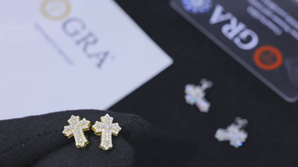 S925 silver moissanite cross earrings