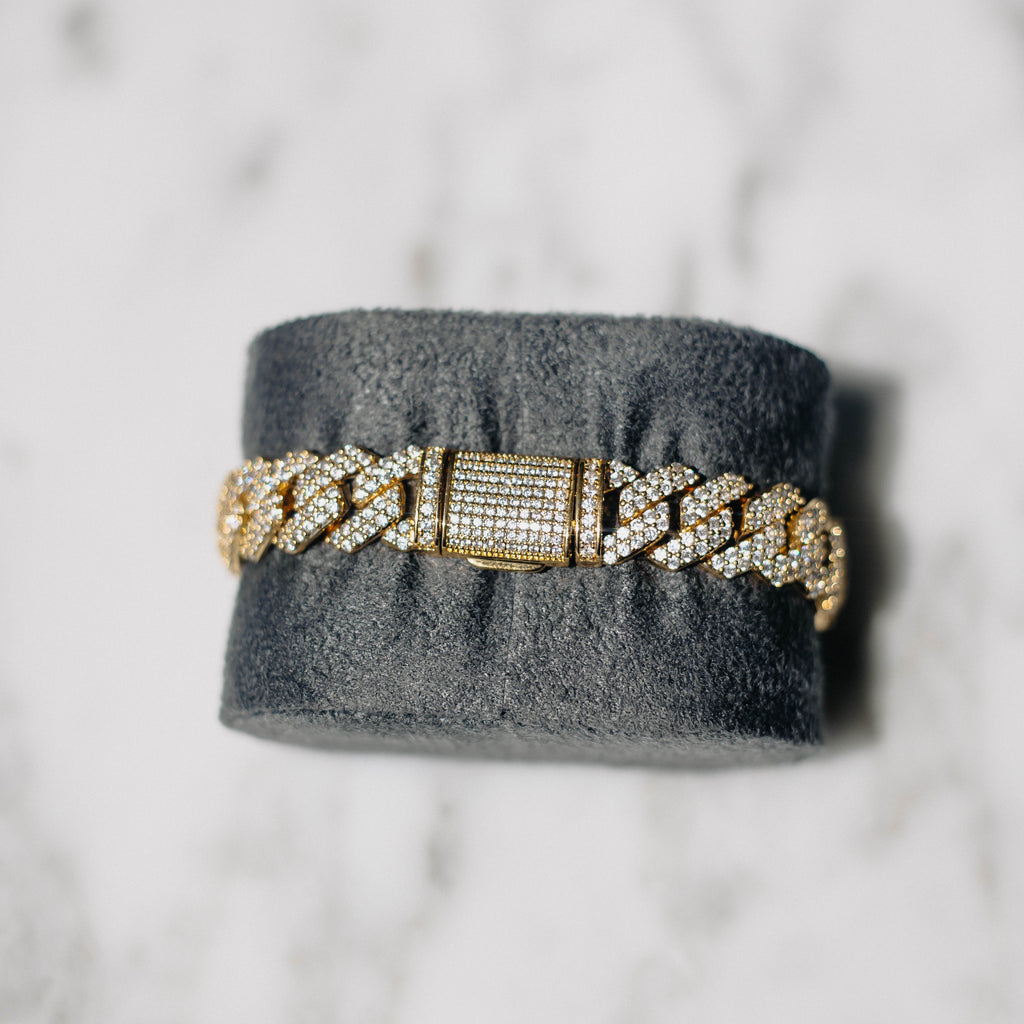 12mm Moissanite Prong Cuban Bracelet